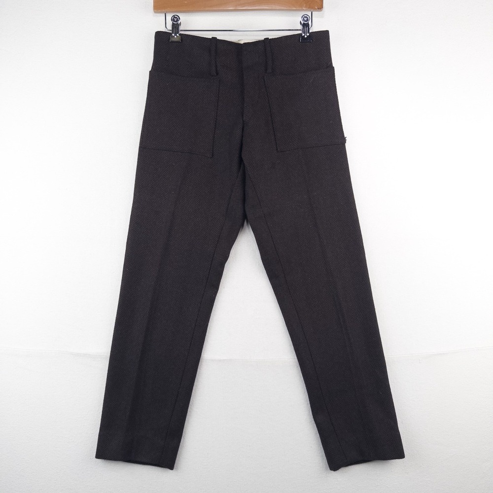 50's Vtg Monarch Mfg Co. Boys Wool Pants 28x28 Brown Herringbone